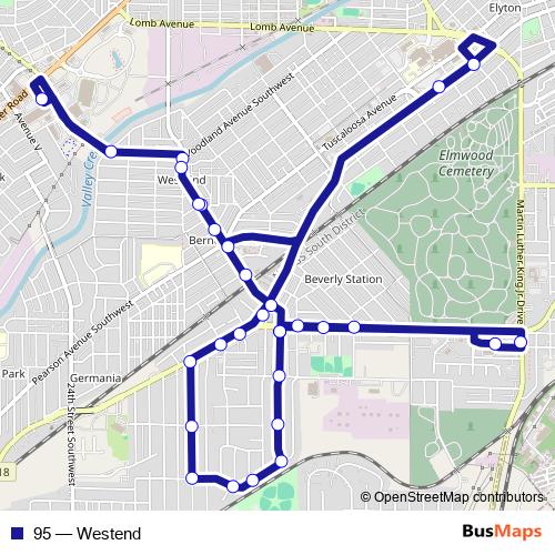 95 bus Line Map