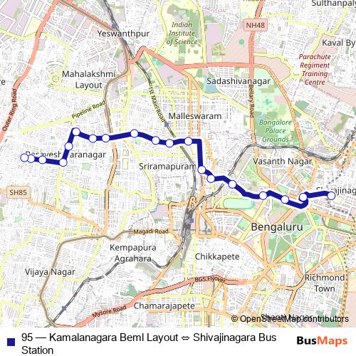 95 bus Line Map