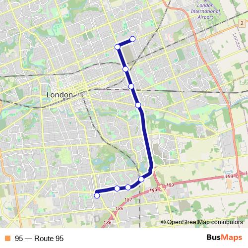 95 bus Line Map