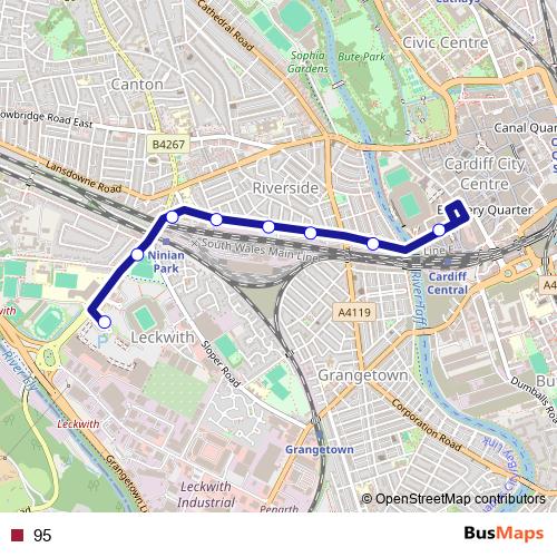 95 bus Line Map