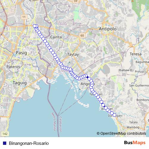 Binangonan-Rosario bus Line Map