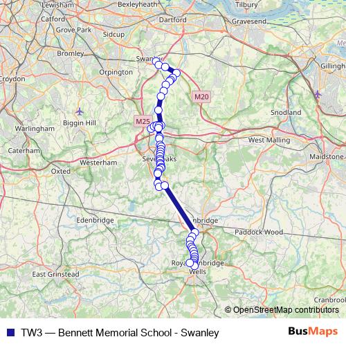 TW3 bus Line Map