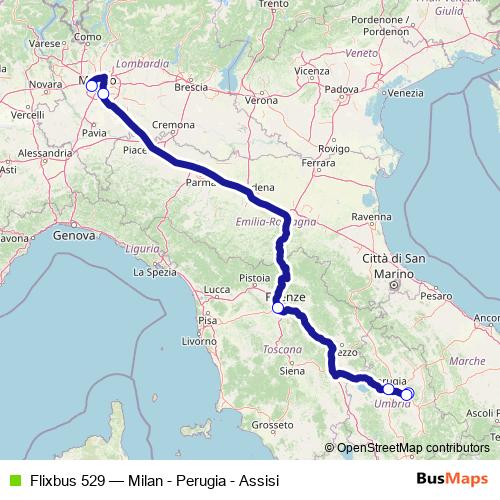 Flixbus 529 bus Line Map