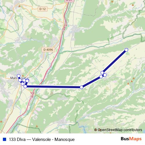 133 Dlva bus Line Map