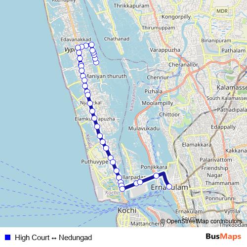 High Court ↔ Nedungad bus Line Map