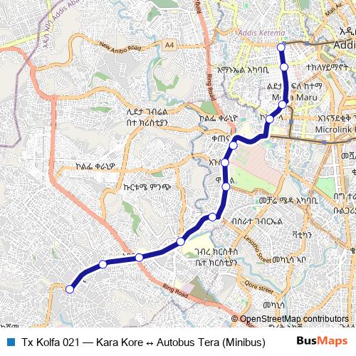 Tx Kolfa 021 bus Line Map