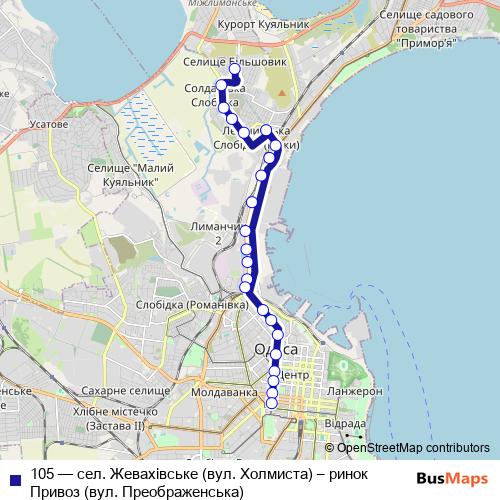 105 bus Line Map