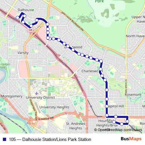 105 bus Line Map