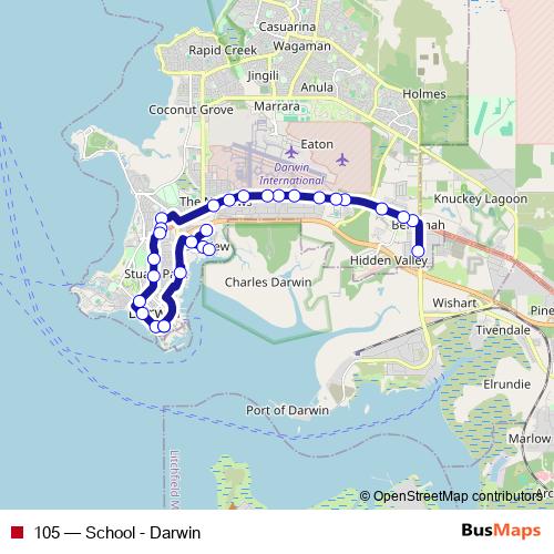 105 bus Line Map