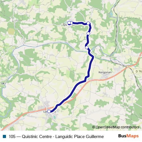 105 bus Line Map