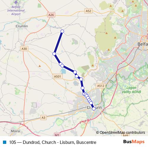 105 bus Line Map