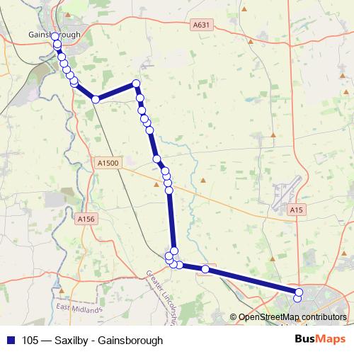 105 bus Line Map