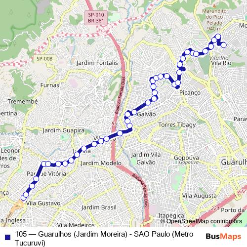 105 bus Line Map