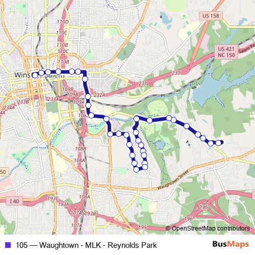 105 bus Line Map