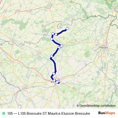 105 bus Line Map