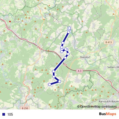 105 bus Line Map