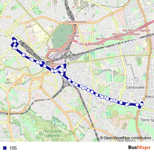 105 bus Line Map