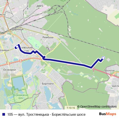 105 bus Line Map