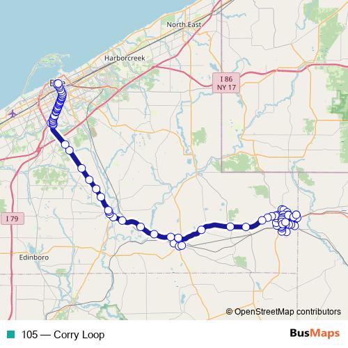 105 bus Line Map