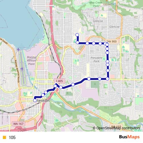 105 bus Line Map