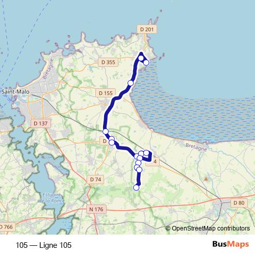 105 bus Line Map