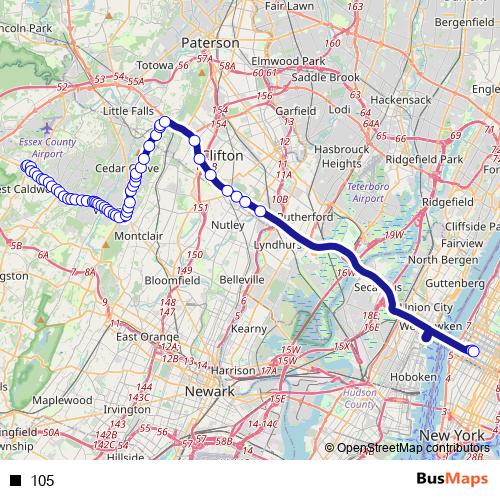 105 bus Line Map