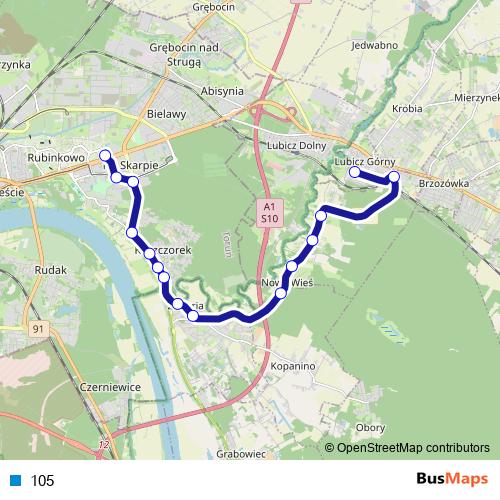105 bus Line Map