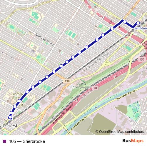 105 bus Line Map
