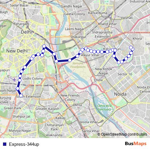 Express-344up bus Line Map