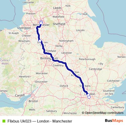 Flixbus Uk023 bus Line Map