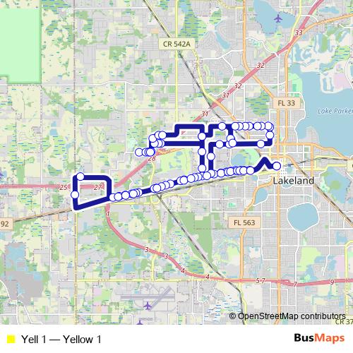 Yell 1 bus Line Map