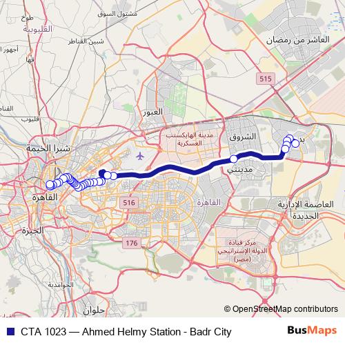 CTA 1023 bus Line Map