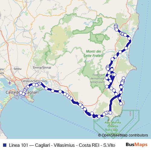Linea 101 bus Line Map