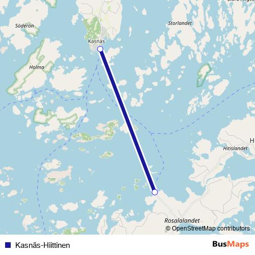 Kasnäs-Hiittinen ferry Line Map