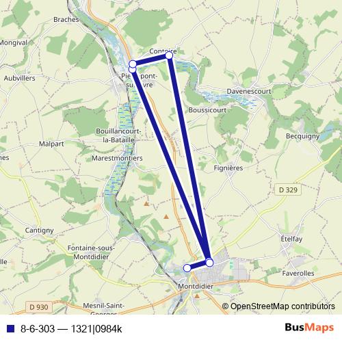 8-6-303 bus Line Map