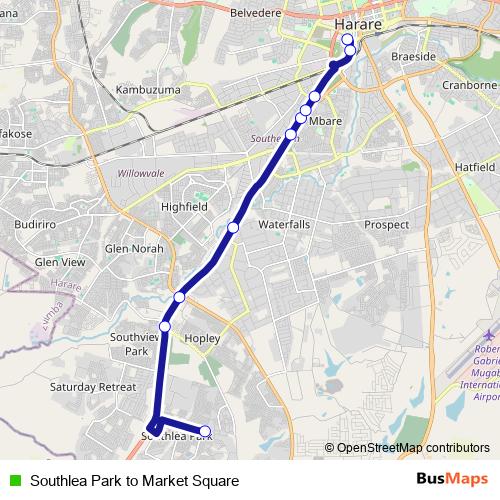 Southlea Park to Market Square bus Line Map