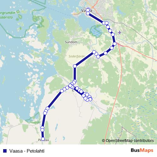 Vaasa - Petolahti bus Line Map