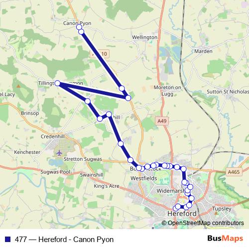 477 bus Line Map