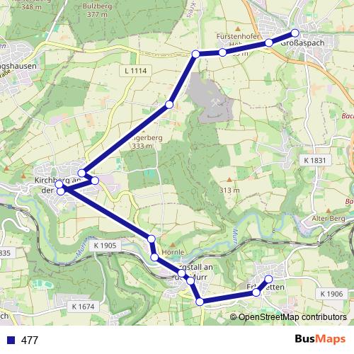 477 bus Line Map