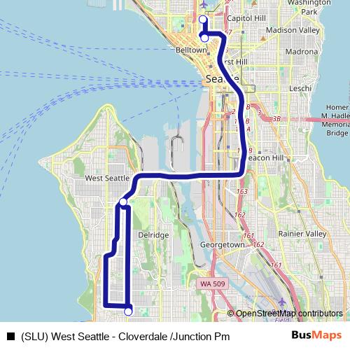 (SLU) West Seattle - Cloverdale /Junction Pm bus Line Map