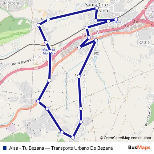 Alsa - Tu Bezana bus Line Map