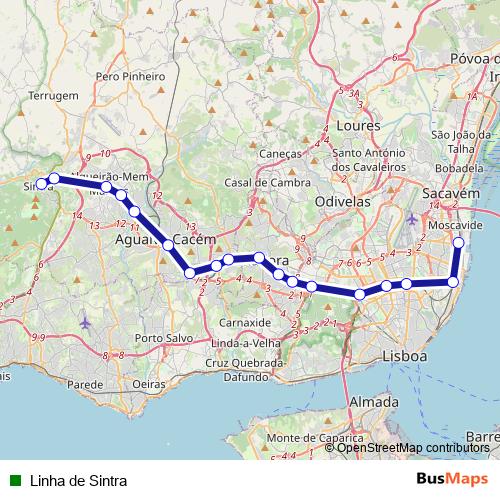 Linha de Sintra rail Line Map
