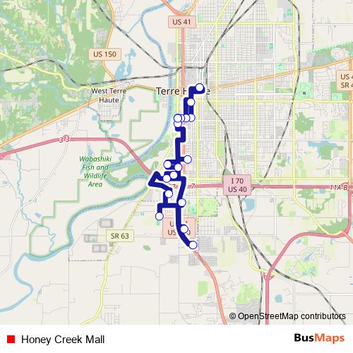 Honey Creek Mall bus Line Map