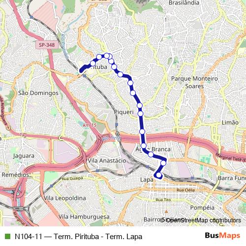 N104-11 bus Line Map