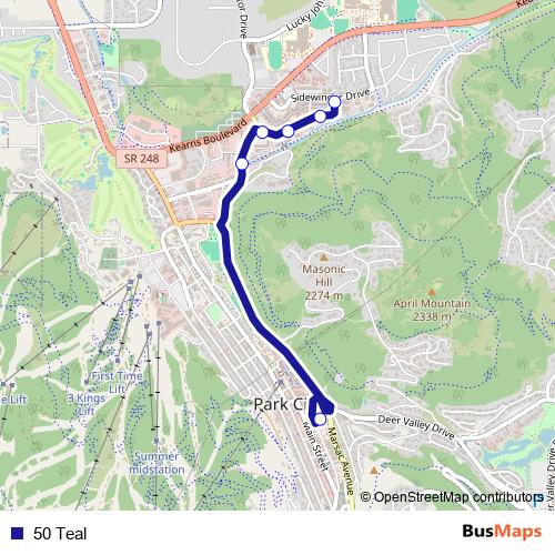 50 Teal bus Line Map