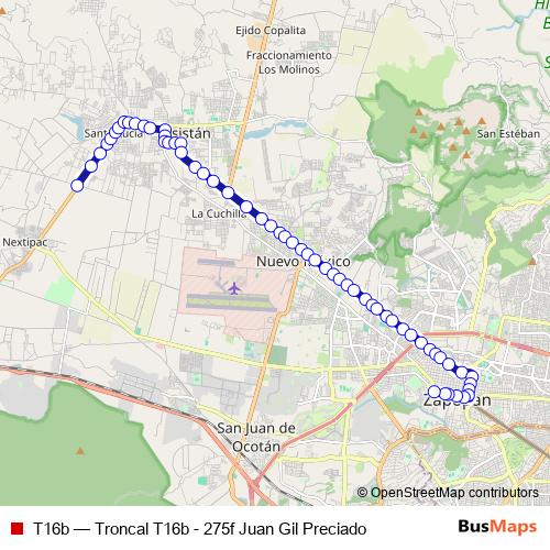 T16b bus Line Map
