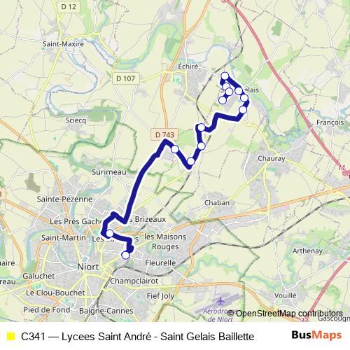 C341 bus Line Map