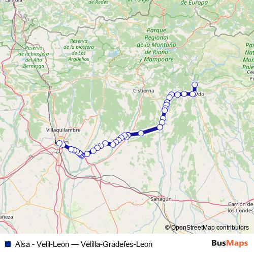 Alsa - Velil-Leon bus Line Map