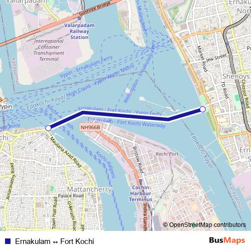 Ernakulam ↔ Fort Kochi ferry Line Map