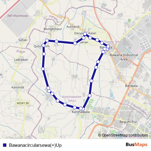 Bawanacircularsewa(+)Up bus Line Map